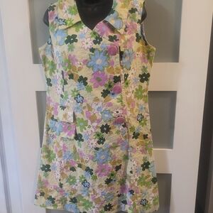 Ann Talyor Vintage Dress Flower power Purple Floral 8 10 Rare Women's  Retro